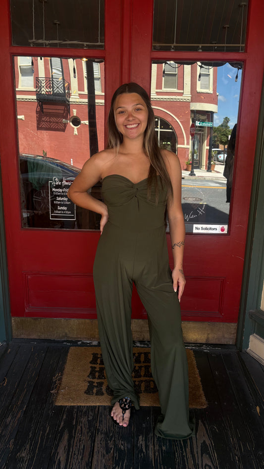 Olive Luxe Jumpsuit – Wide Leg Jumpsuit