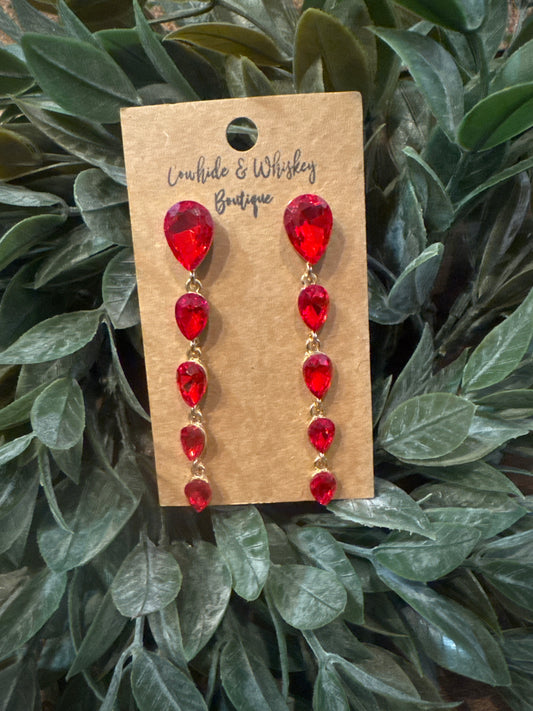 Red Tear Drop - Earrings