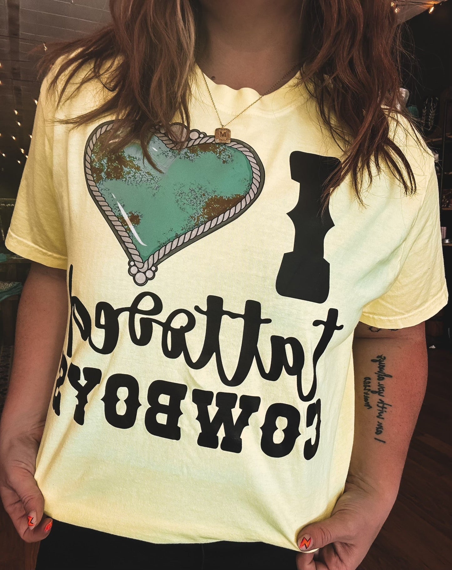 I Love Tattooed Cowboys - Neon Graphic Tee