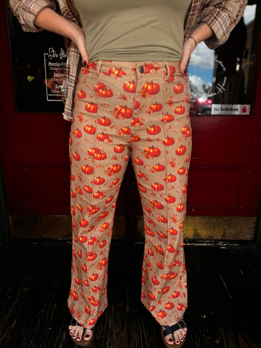 Pumpkin Mischief – Camel Flare Pant
