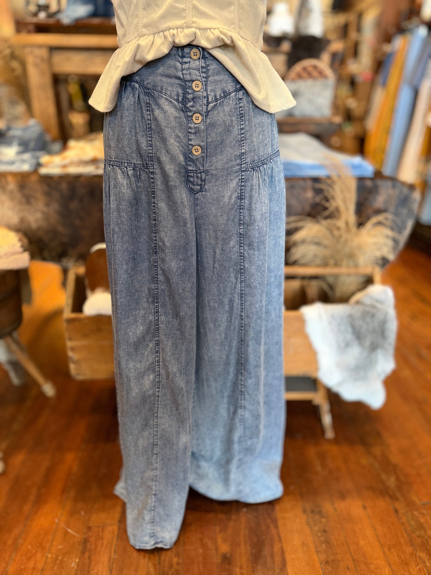 Out West Blues – Denim Button Pants
