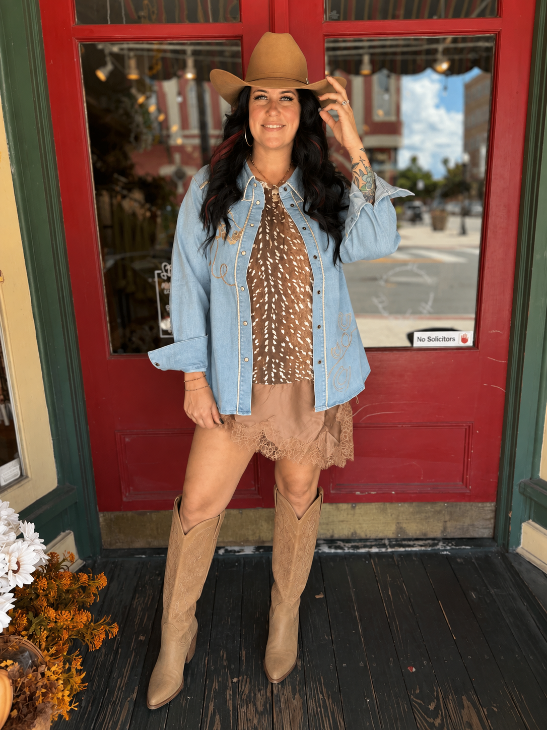 Fawn to Be Wild – Satin Lace Trim Top