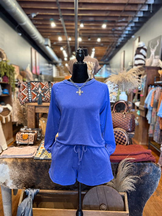 Cozy Days – Royal Blue L/S Mineral Wash Set