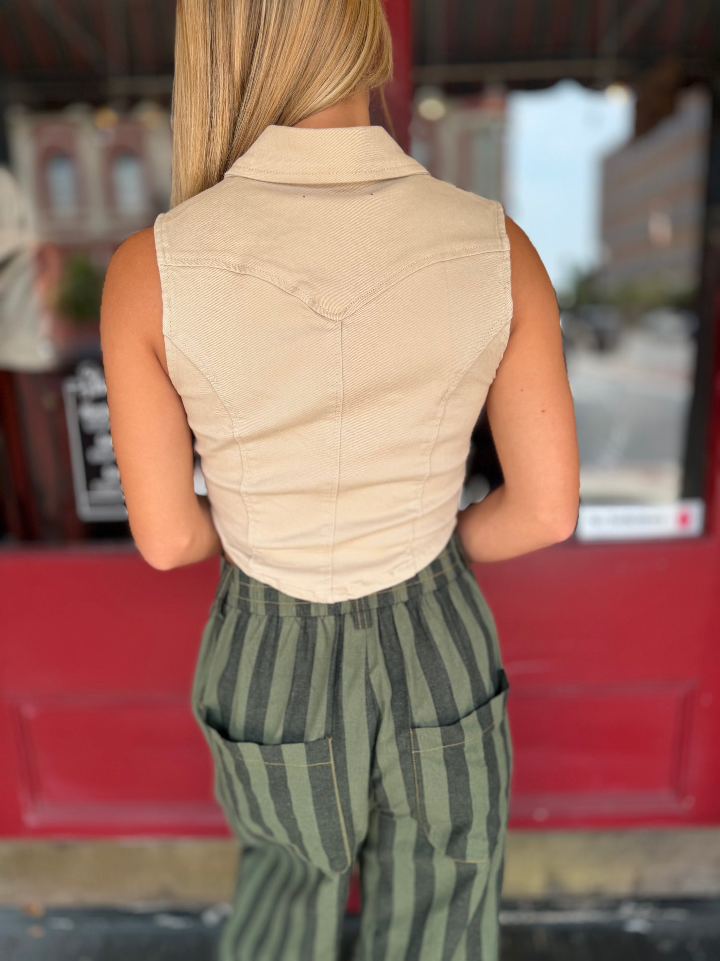 Cowgirl Standard – Denim Tan Zip Top