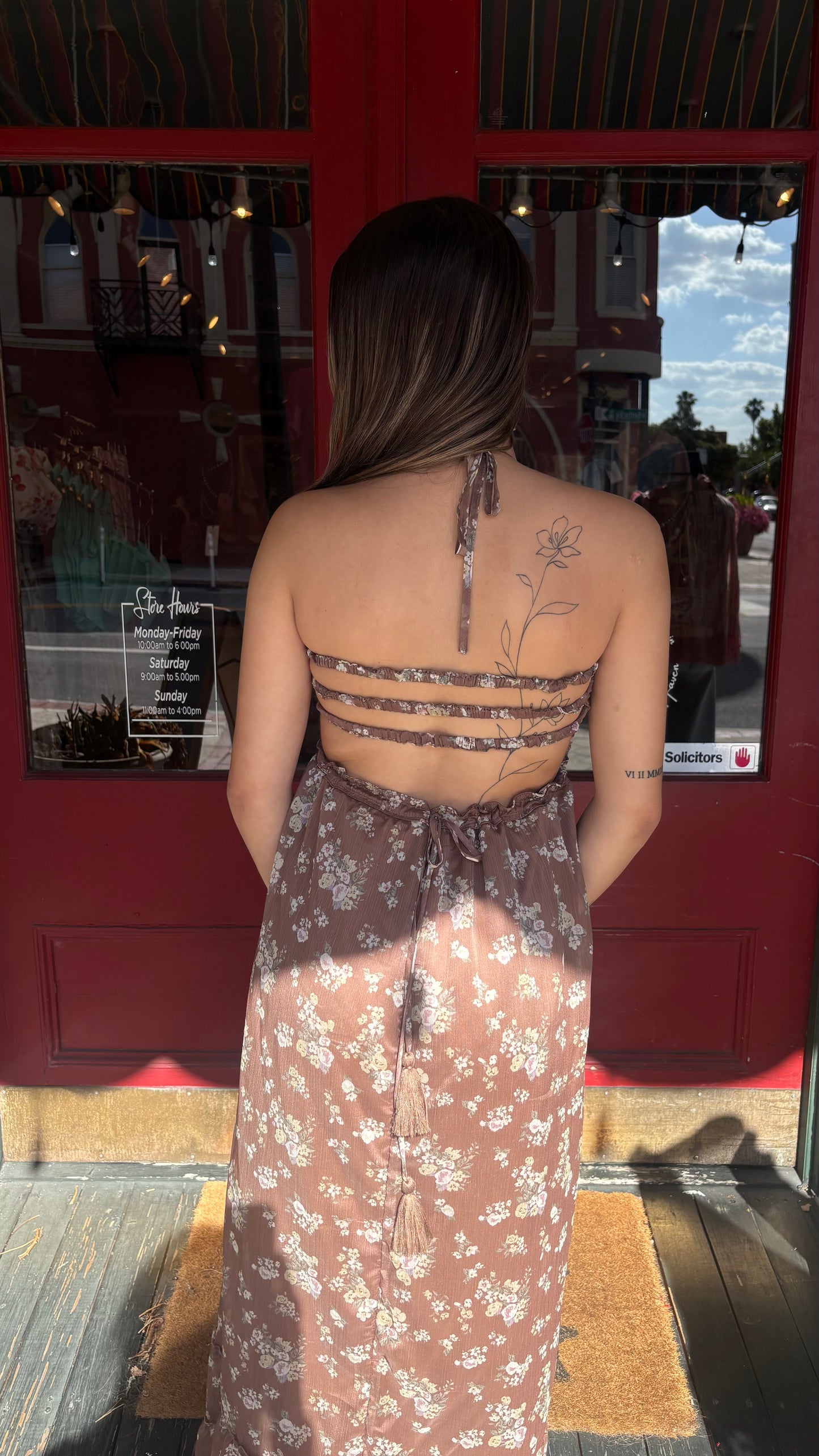 Cocoa Petals – Brown Floral Dress