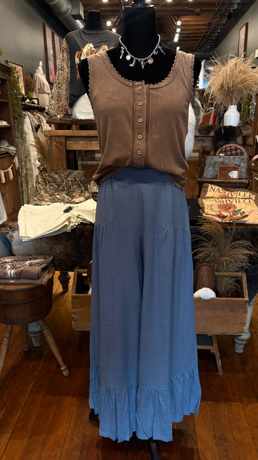 Coastal Flow – Blue Tiered Pants