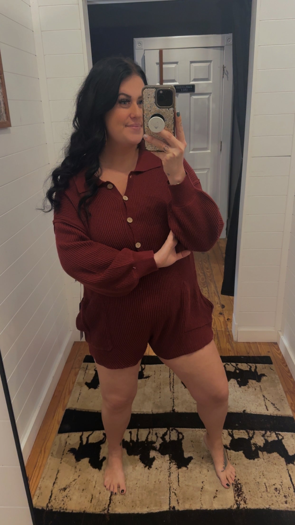 Campfire Cotton - Maroon Sweater Romper *Doorbuster*