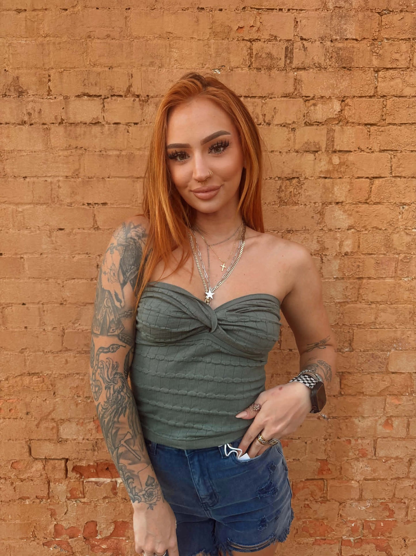 Twist Knot Tubę Top - Ash Jade *Door Buster*