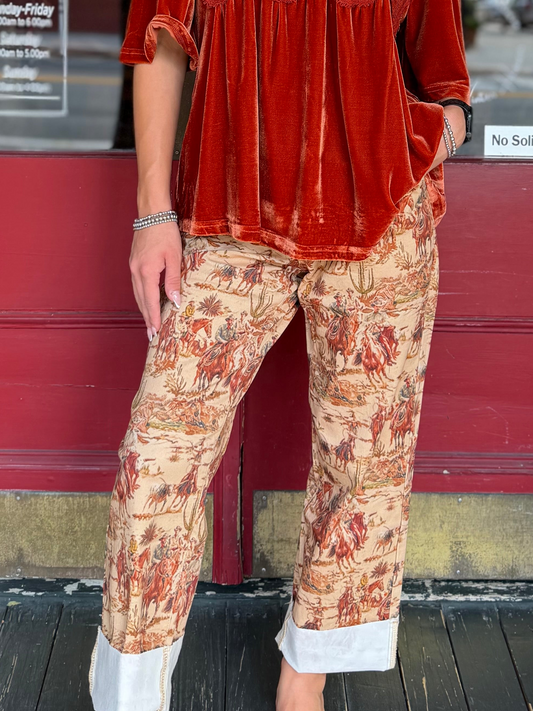 Rustic Riders - Tan Collage Jeans