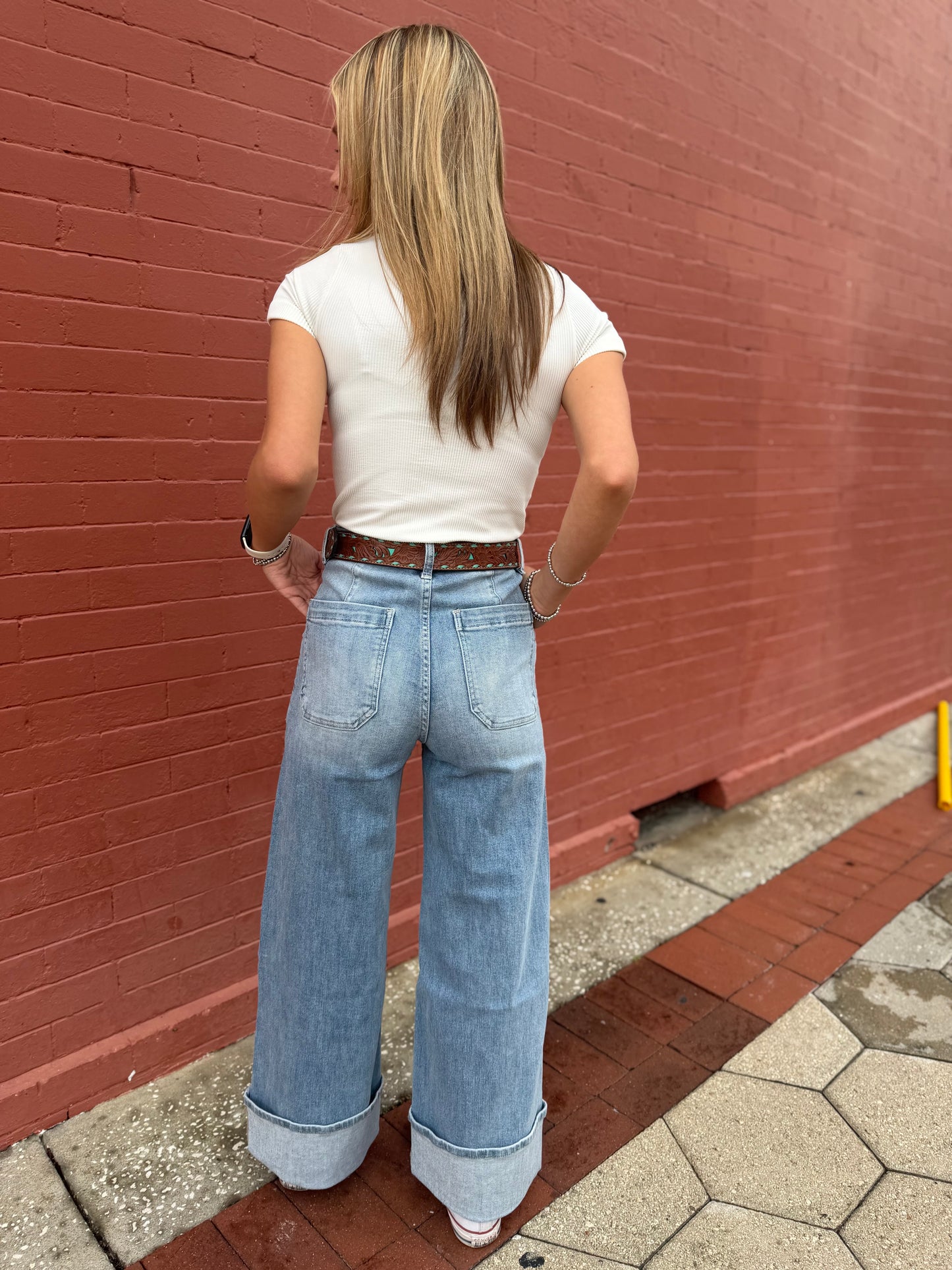 Makayla’s Cuff – Wide Leg Denim Jeans