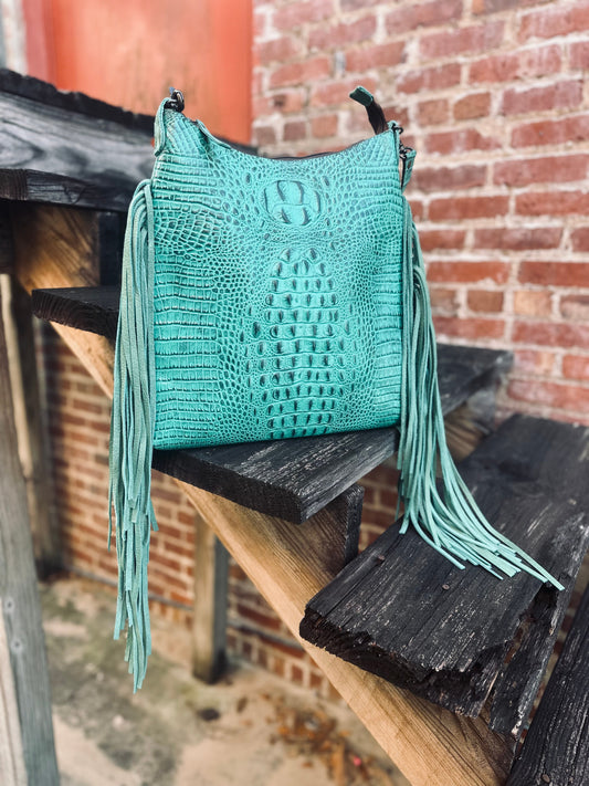 Swamp Water - Teal Hide Purse