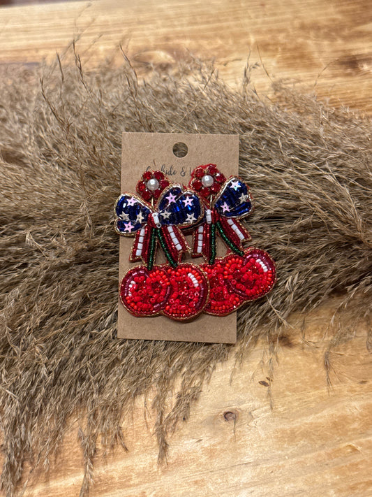 American Cherry Bow - Earrings