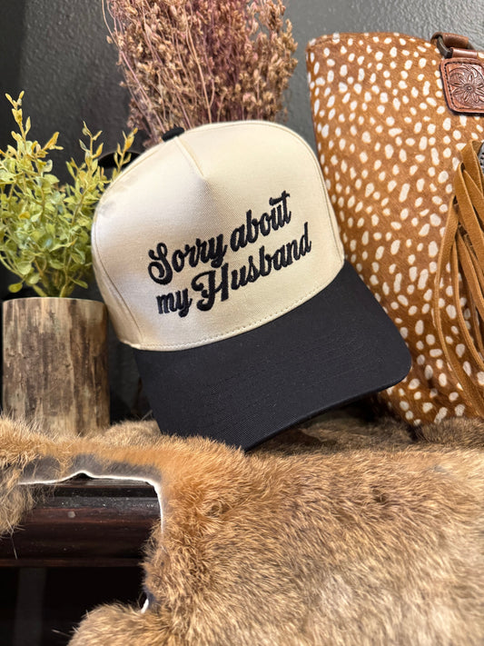 Sorry About My Husband - Black Trucker Hat