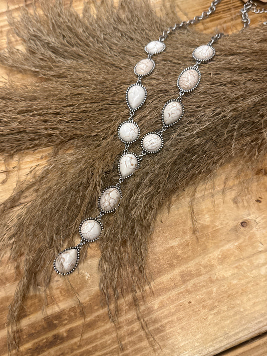 Ivory Crackle Lariat - Necklace
