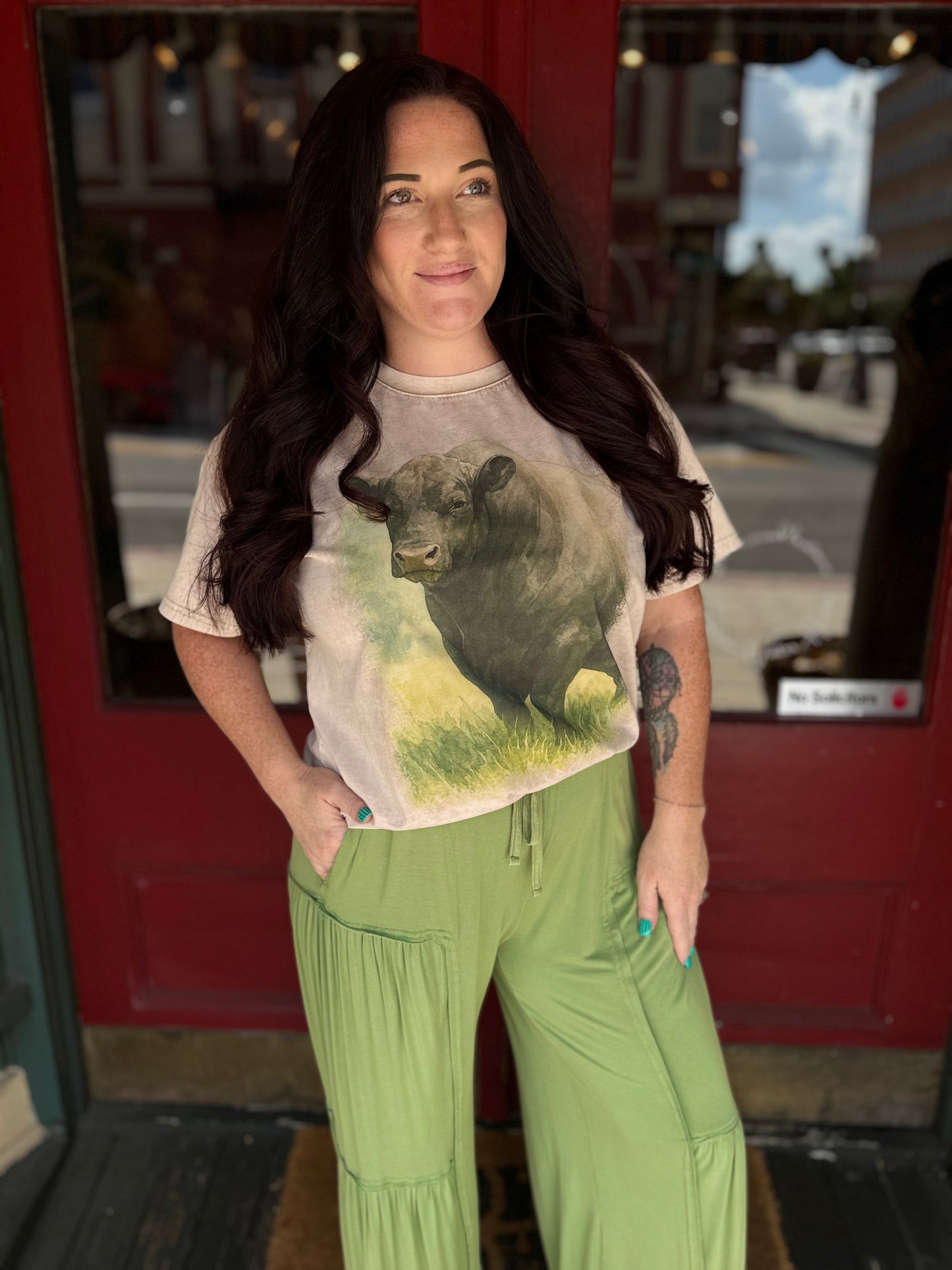 Cattleman's Road – Mocha Acid Wash Graphic Tee