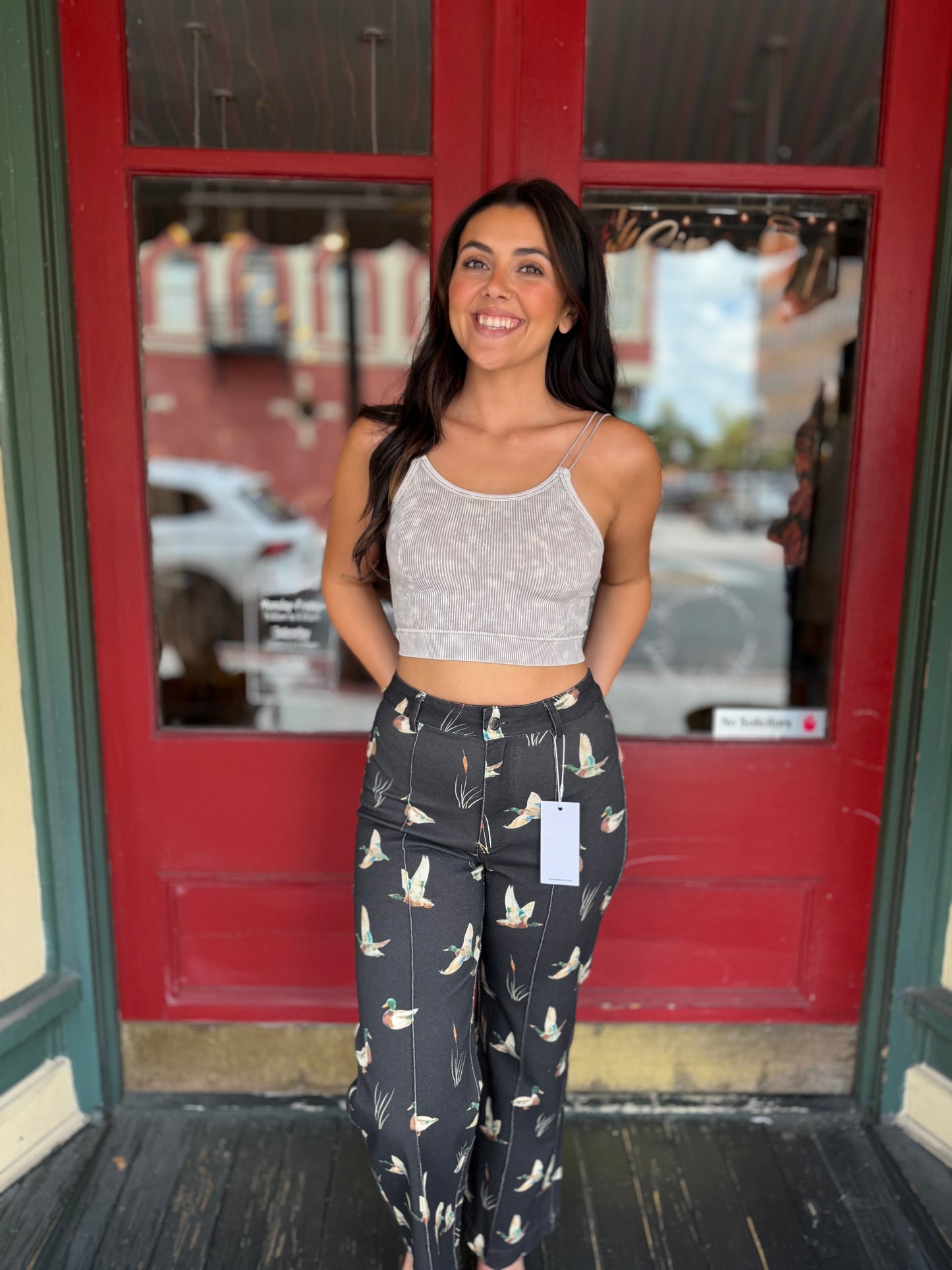 Feathered Creek – Black Stretch Wide Leg Jeans