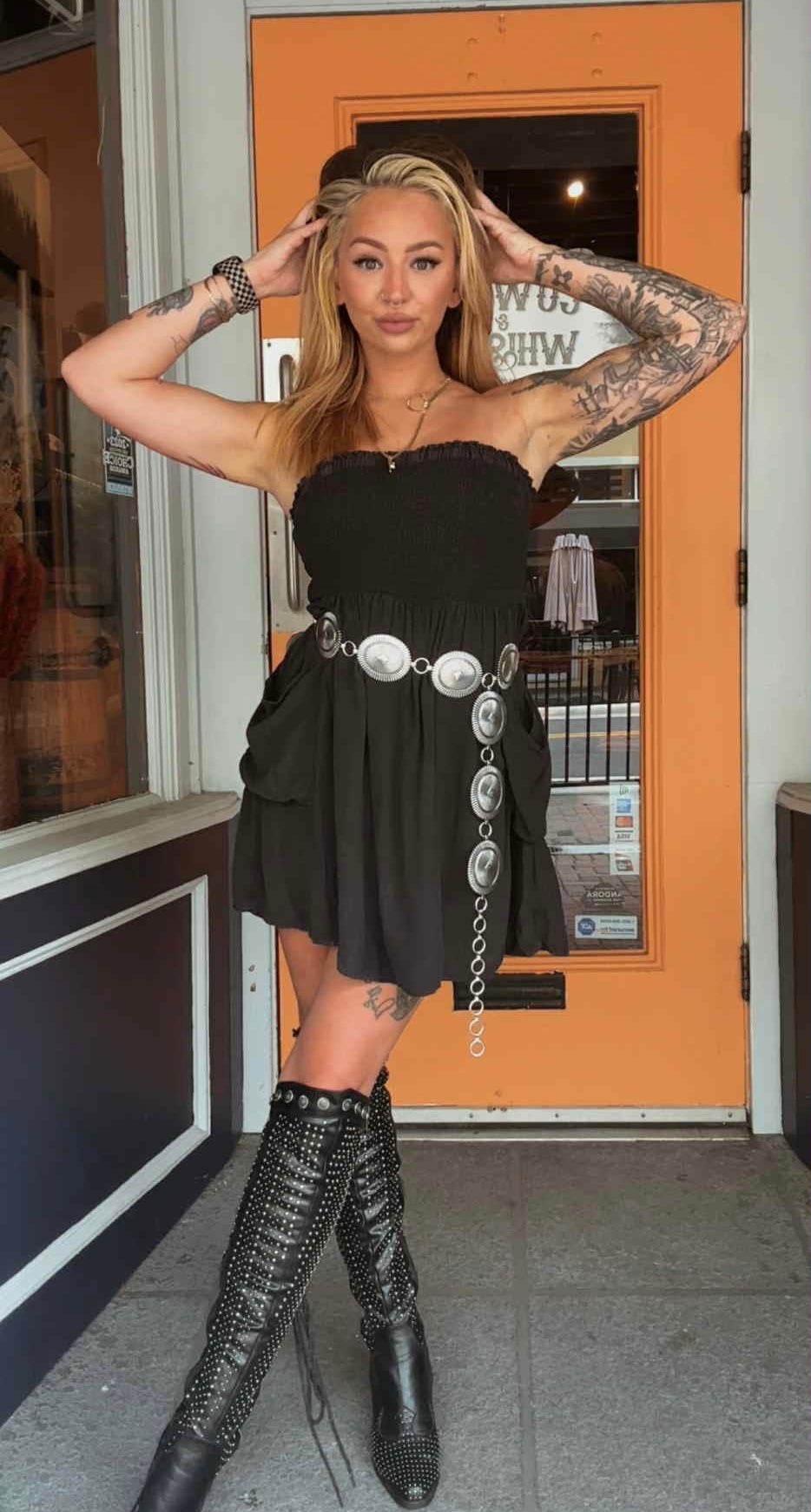 Smokin' Coal - Black Acid Wash Mini Dress