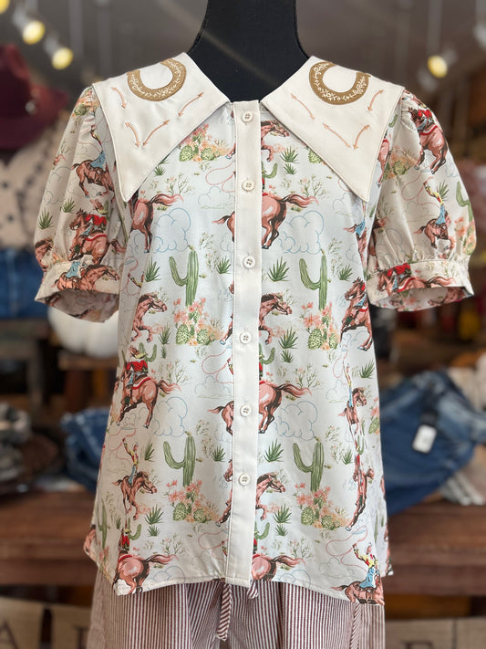 Lucky Cowgirl – Collared Top