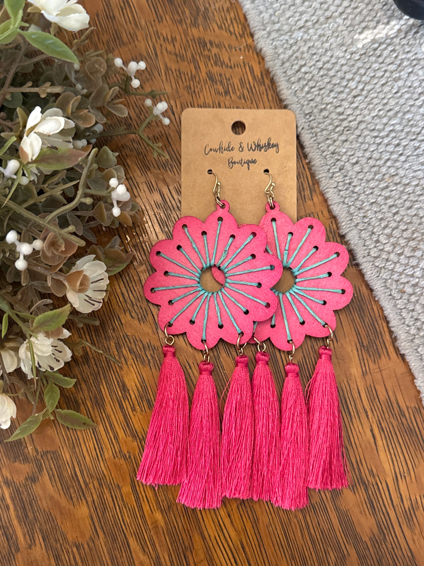 Boho Wood Flower - Earrings