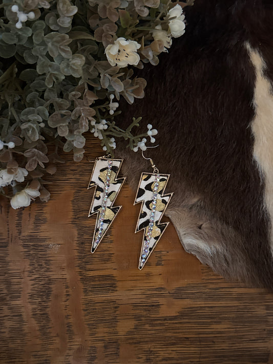 Gold Leopard Bolts - Earrings