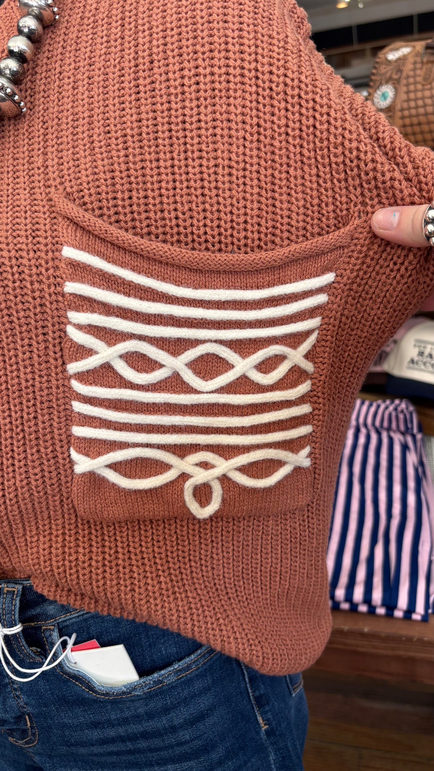 Rodeo Stitch – Rust Knit Top
