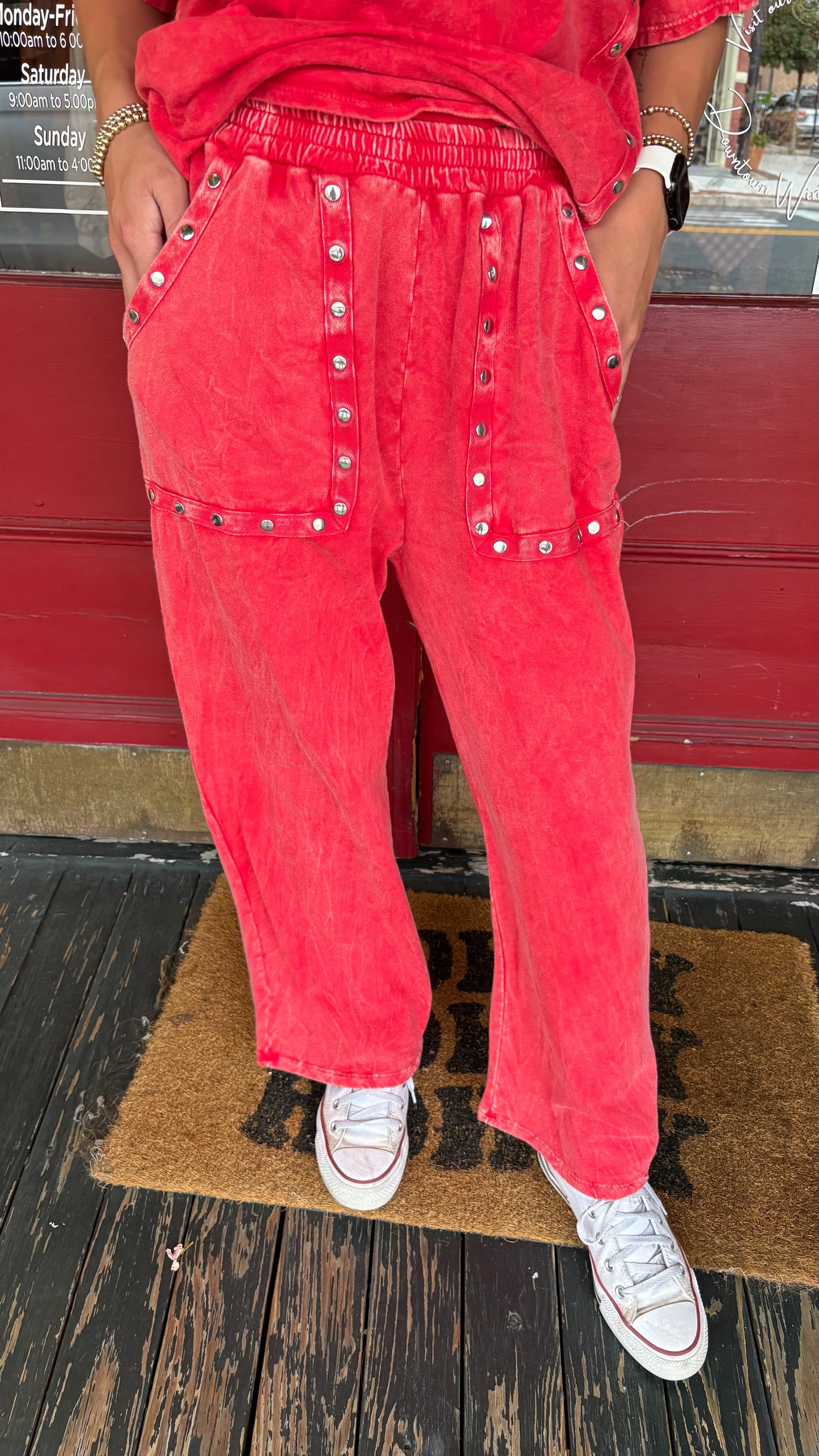 Starstruck Studs – Red Wide Leg Pants