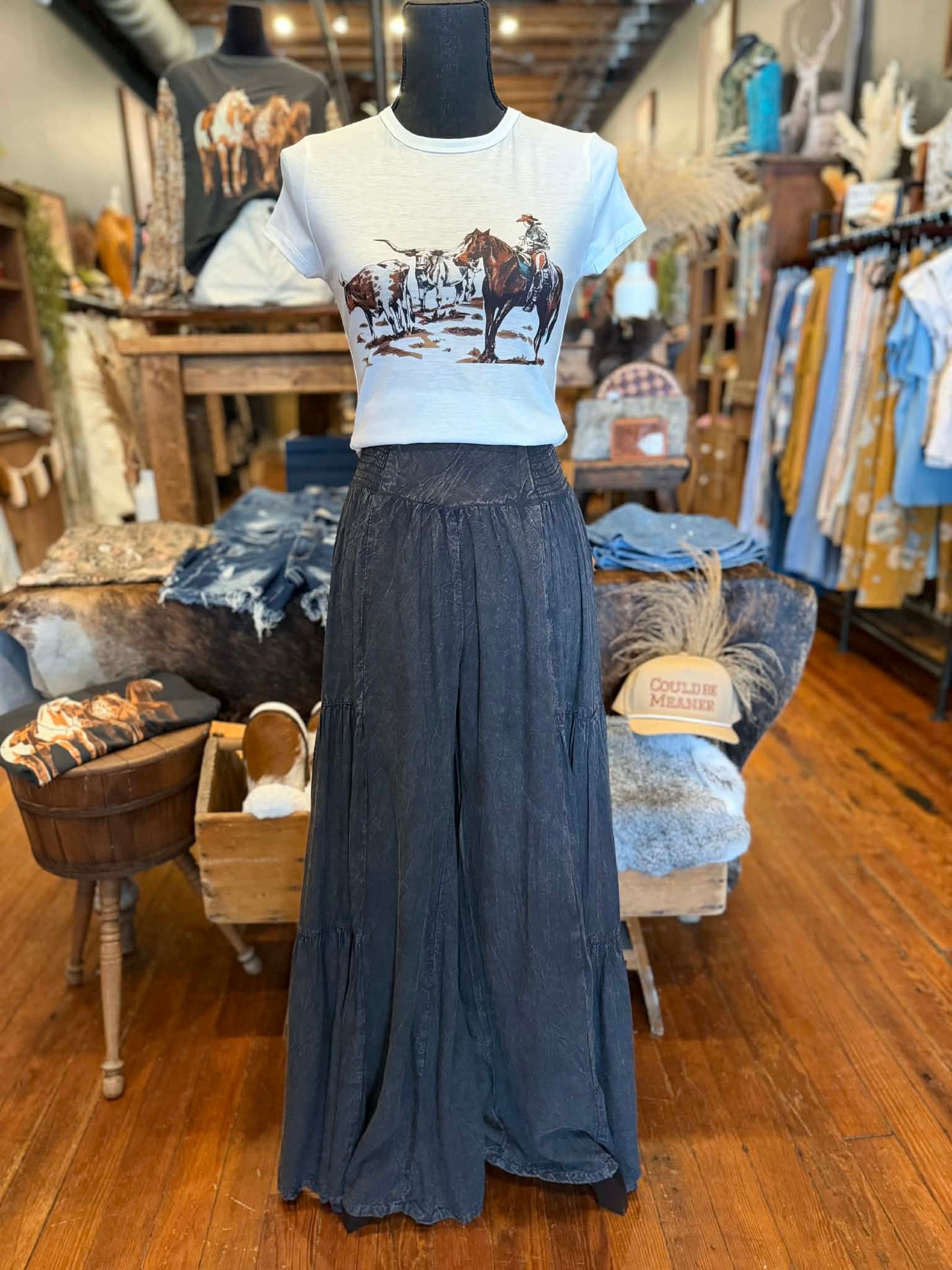 Blackwater Flow – Acid Wash Tiered Pants