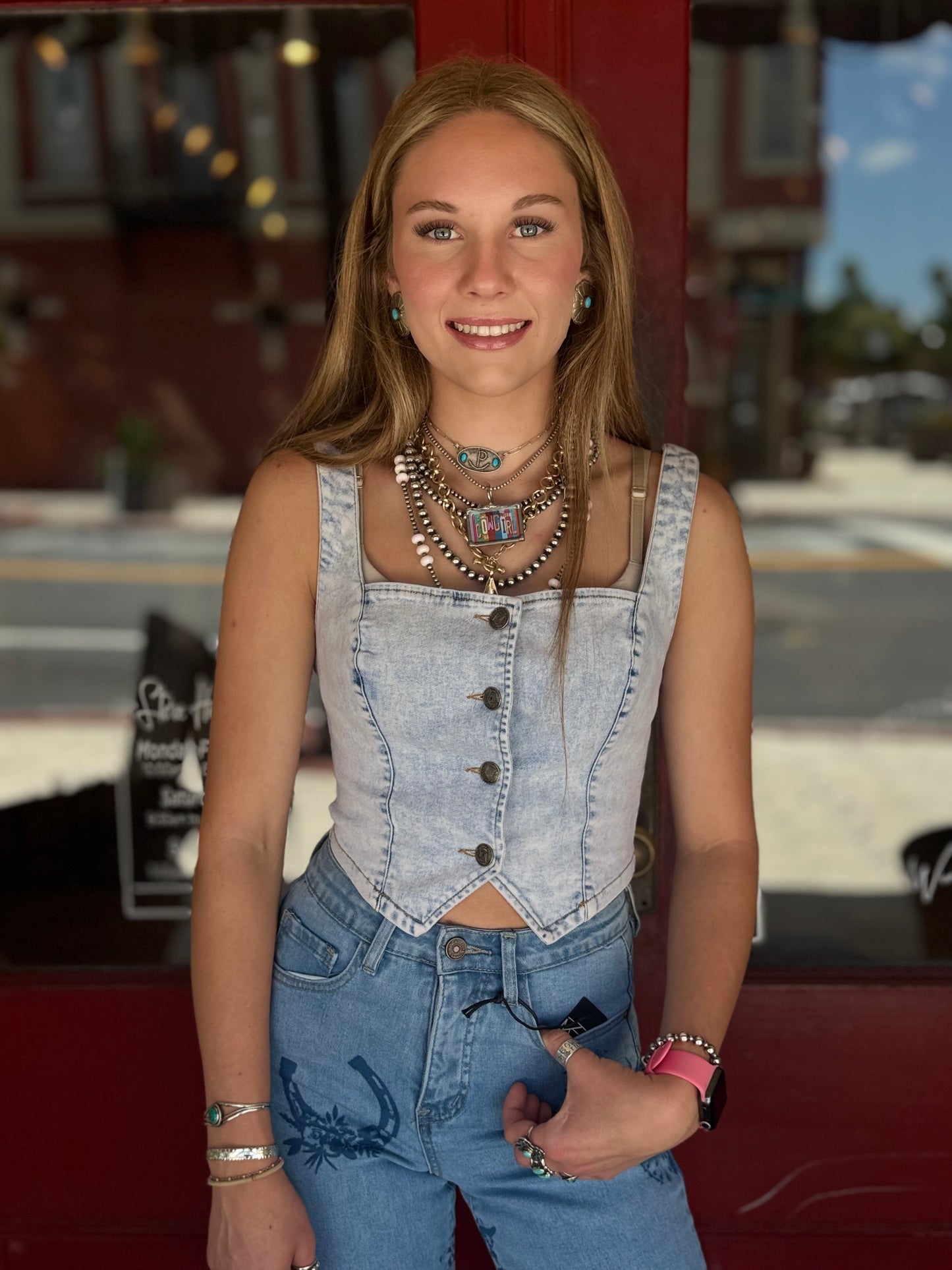 Silver Spur-Denim Corset Top