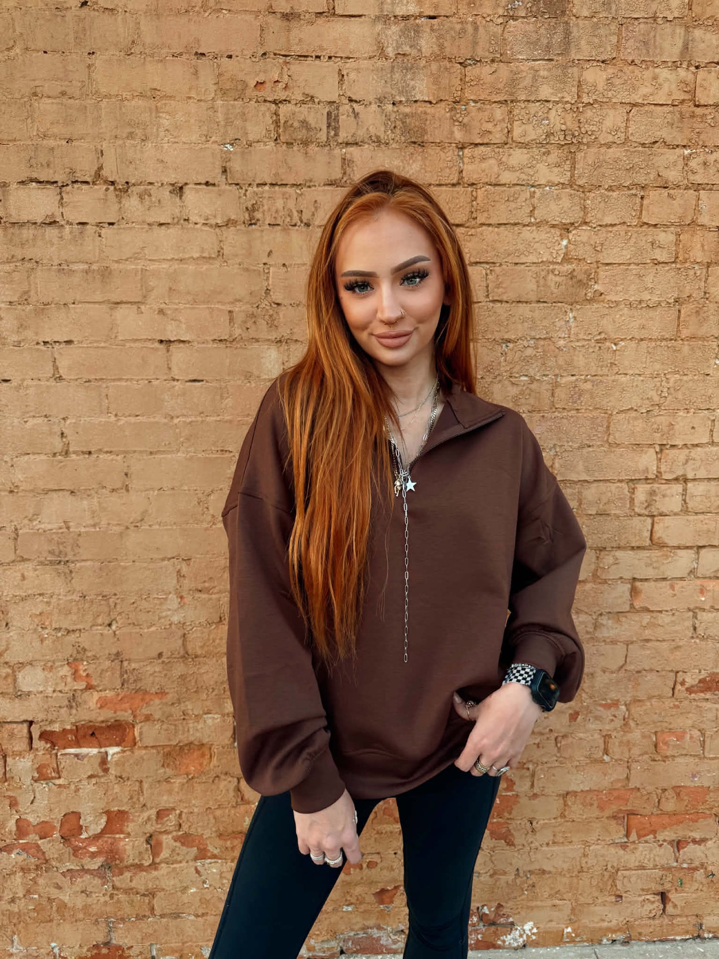 Scuba Half Zip Pullover - Brown *Door Buster*