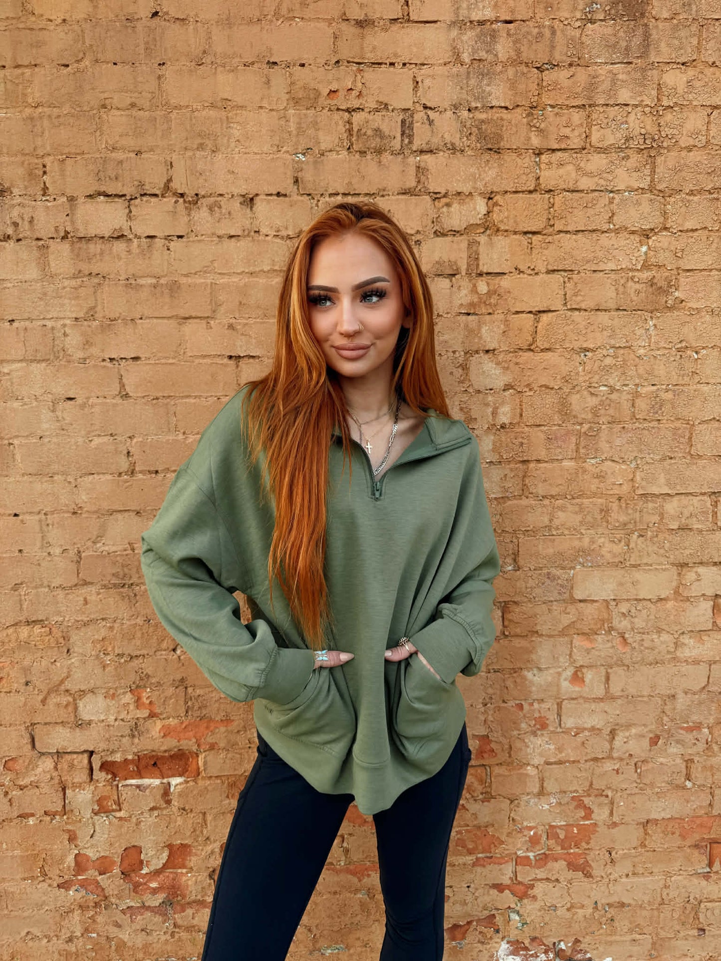 Scuba Half Zip Pullover - Olive *Door Buster*