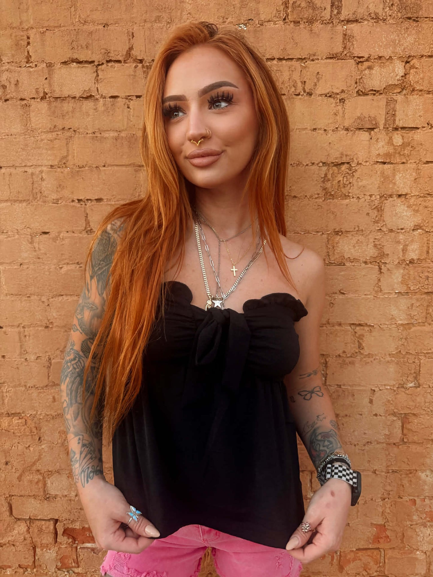 Bringing the Bows - Black Tube Top *Doorbuster*