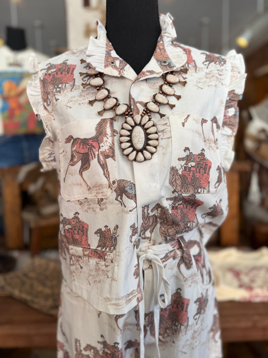 Wagon Wheel Romance – Ivory Combo Cropped Jacket