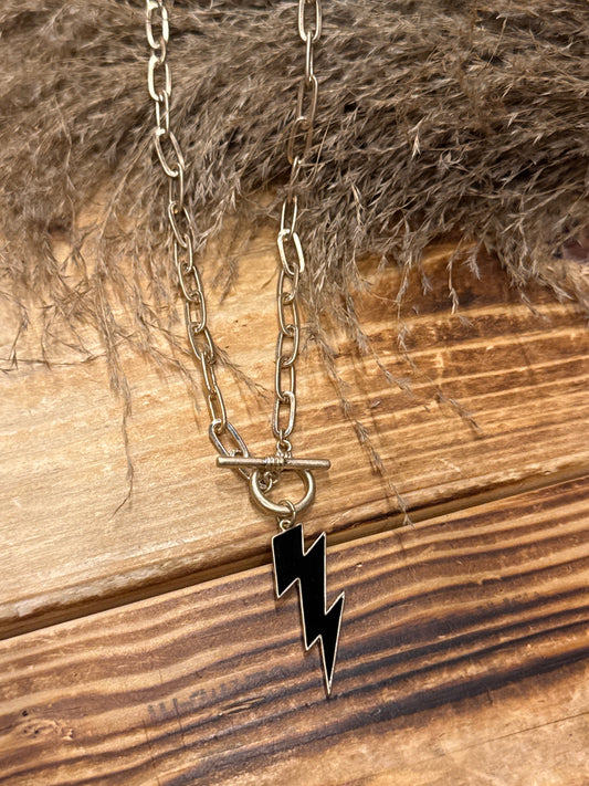 Black Bolt Toggle - Necklace