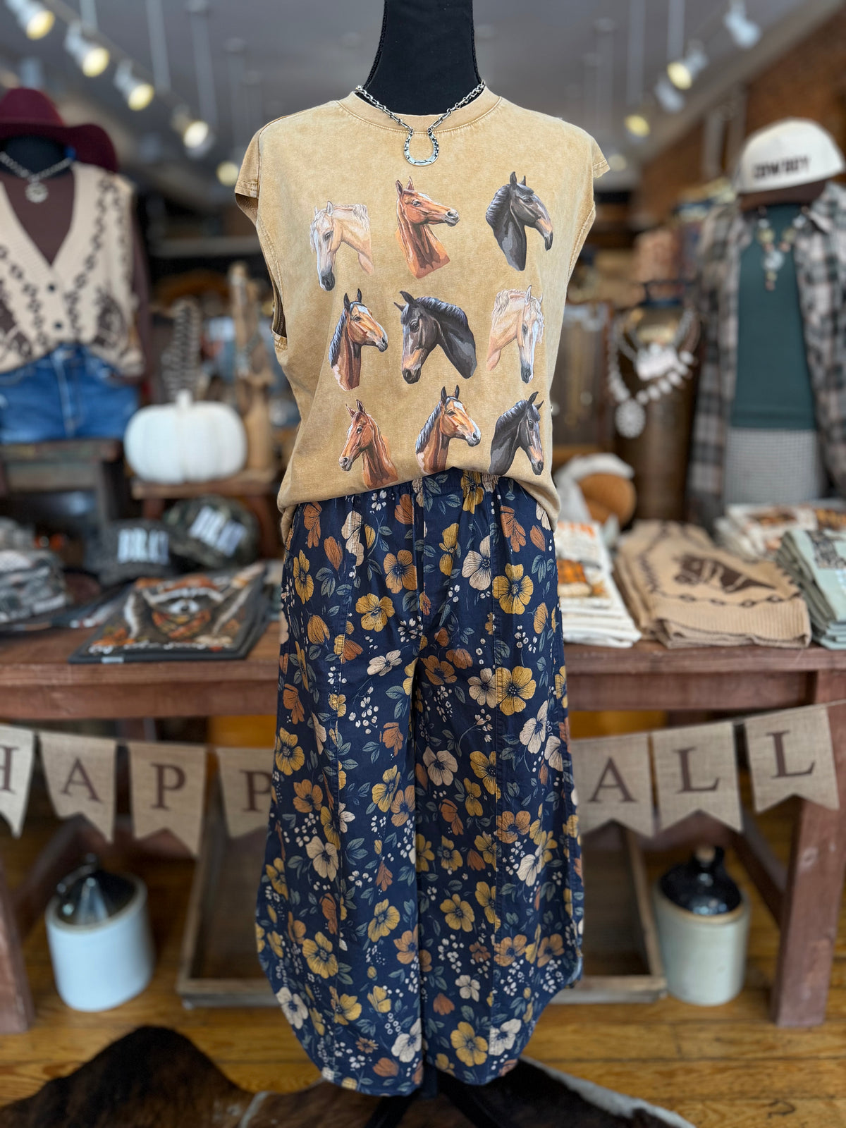 Autumn Bouquet – Navy Floral Pants