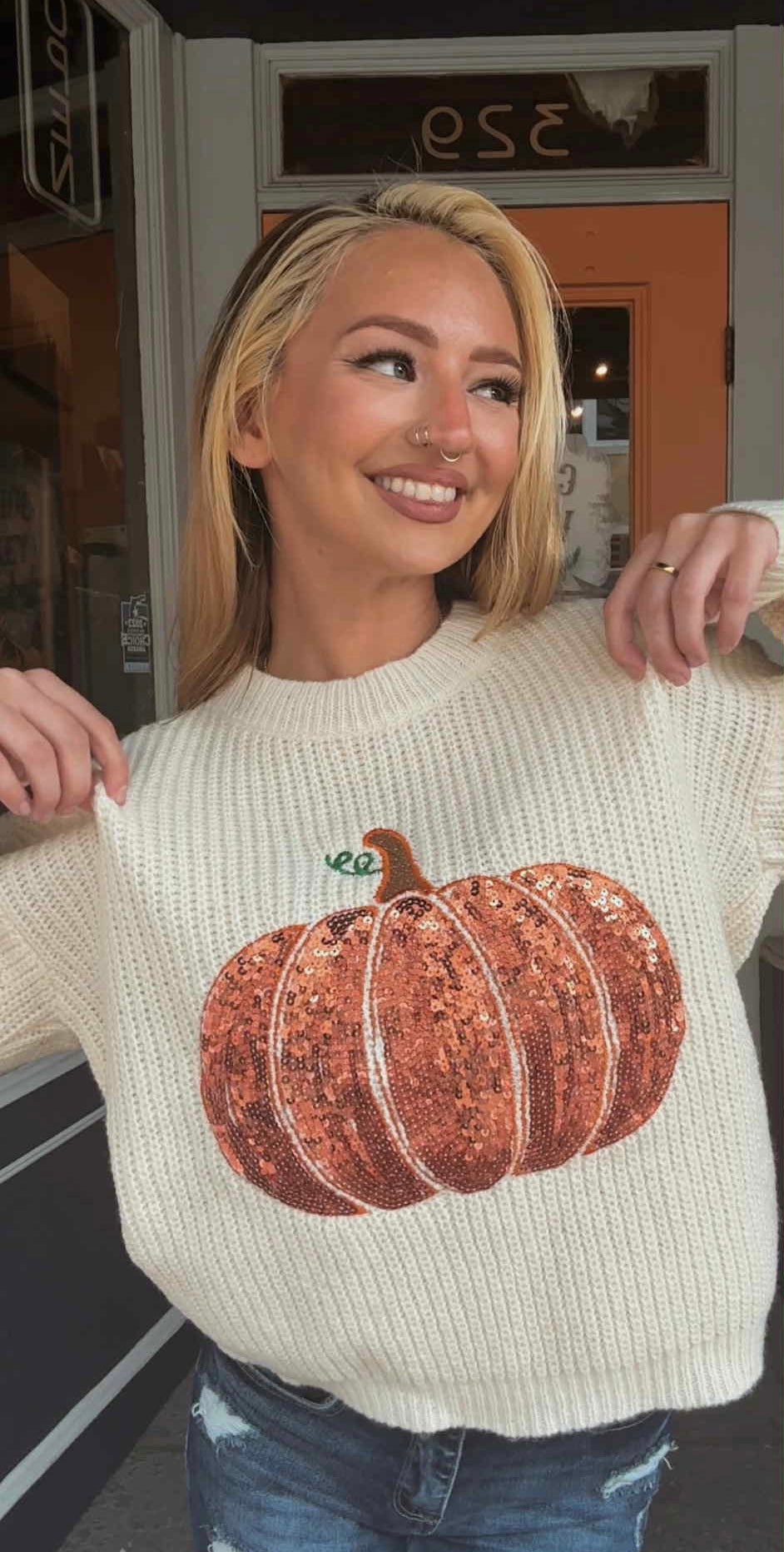 Pumpkin Shine - Ivory Sweater