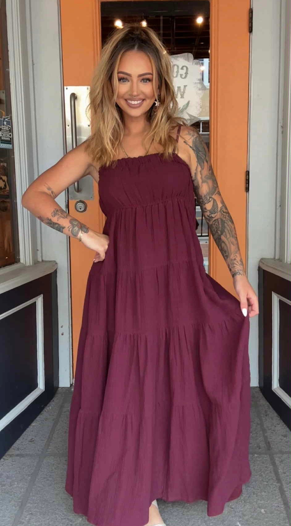 Sundown Merlot - Plum Maxi Dress