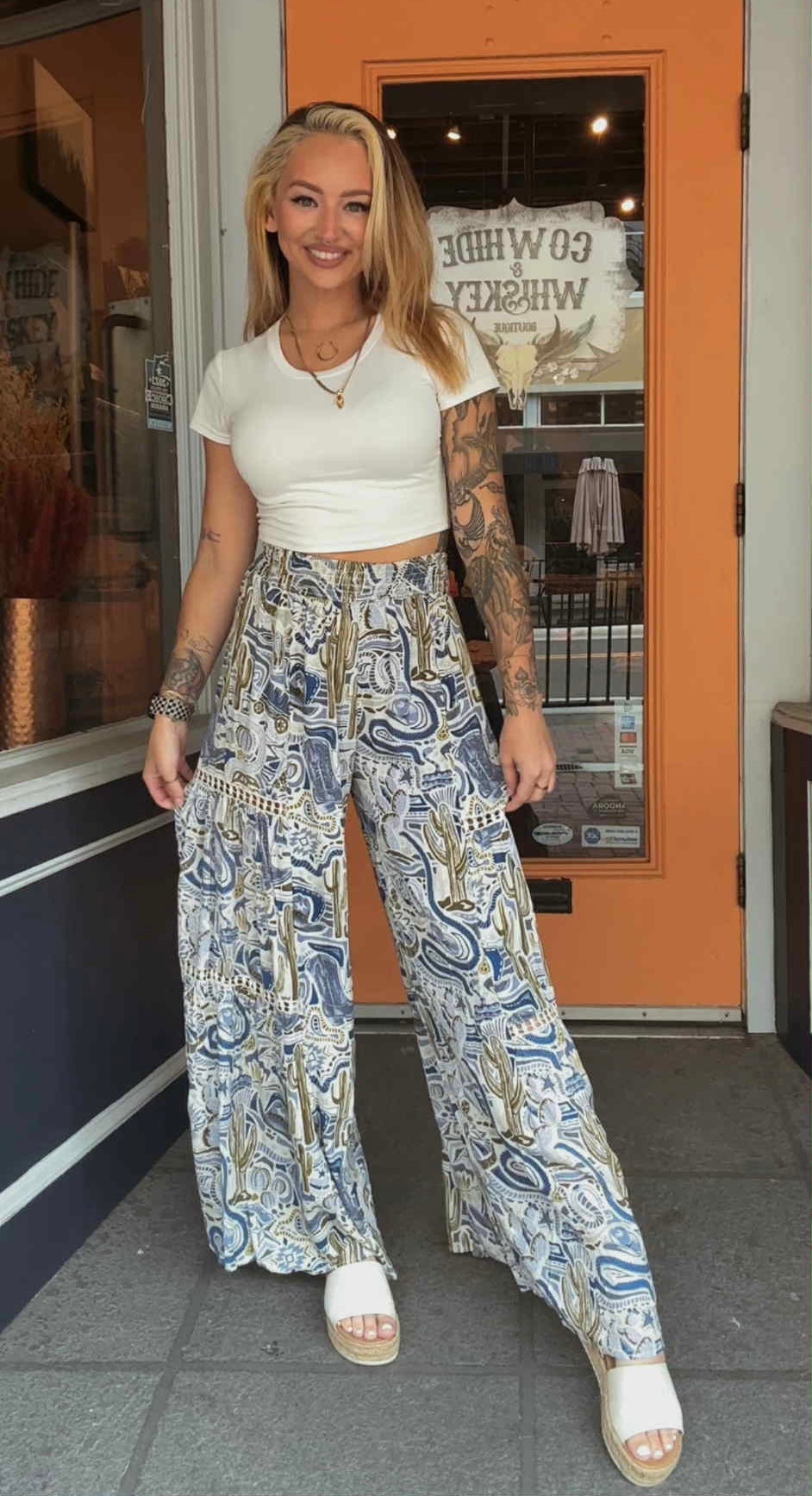 Blue Mosaic Cactus - Pants