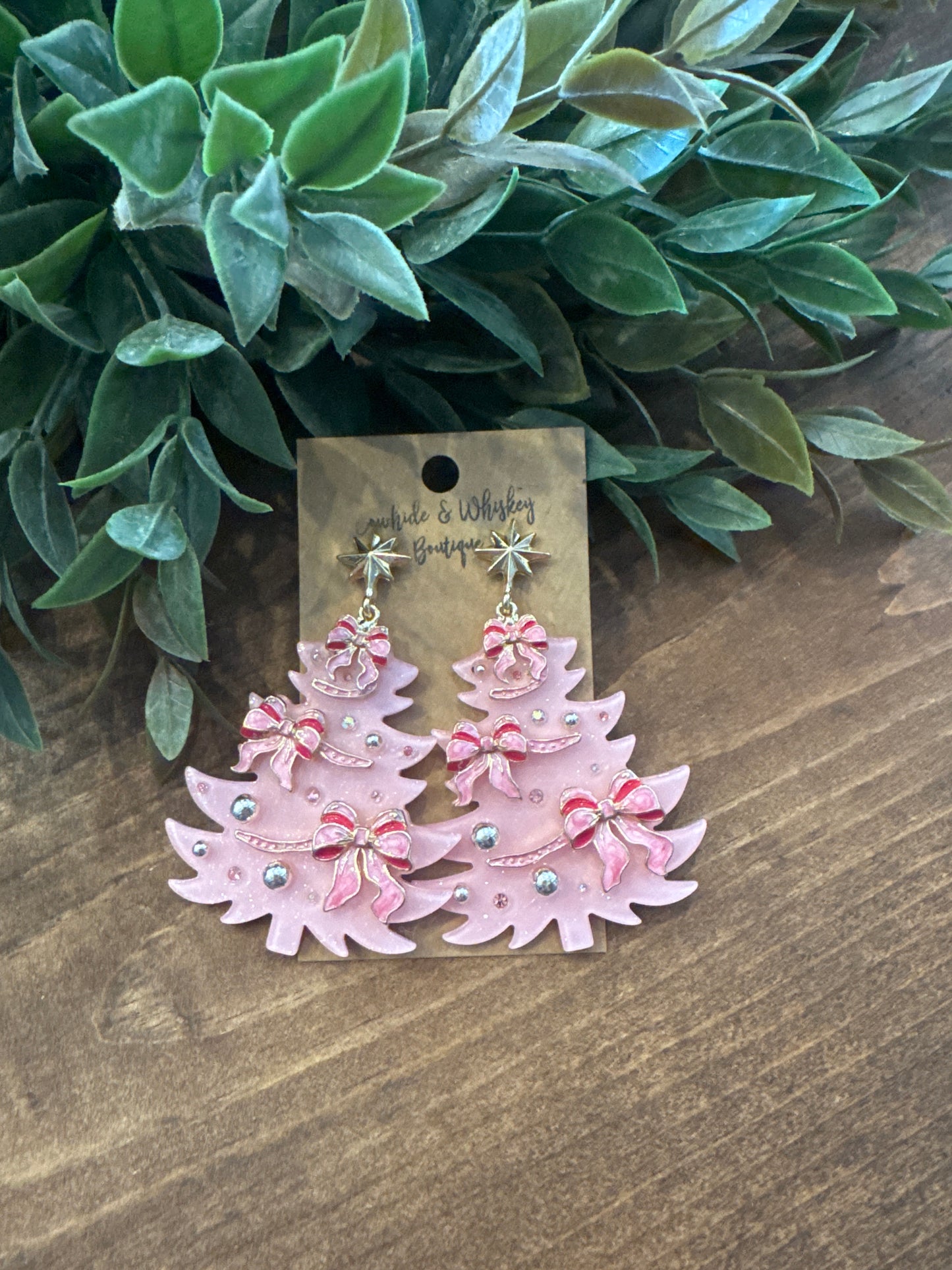 Pink Bow Tree - Earrings