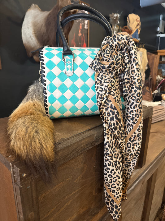 Teal Checkered - Medium Speedy Bag