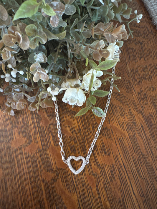 Pearl Heart - Silver Necklace