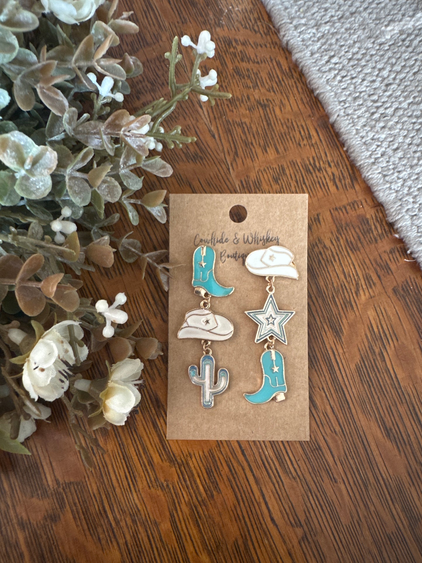 Triple Threat - Teal Earrings