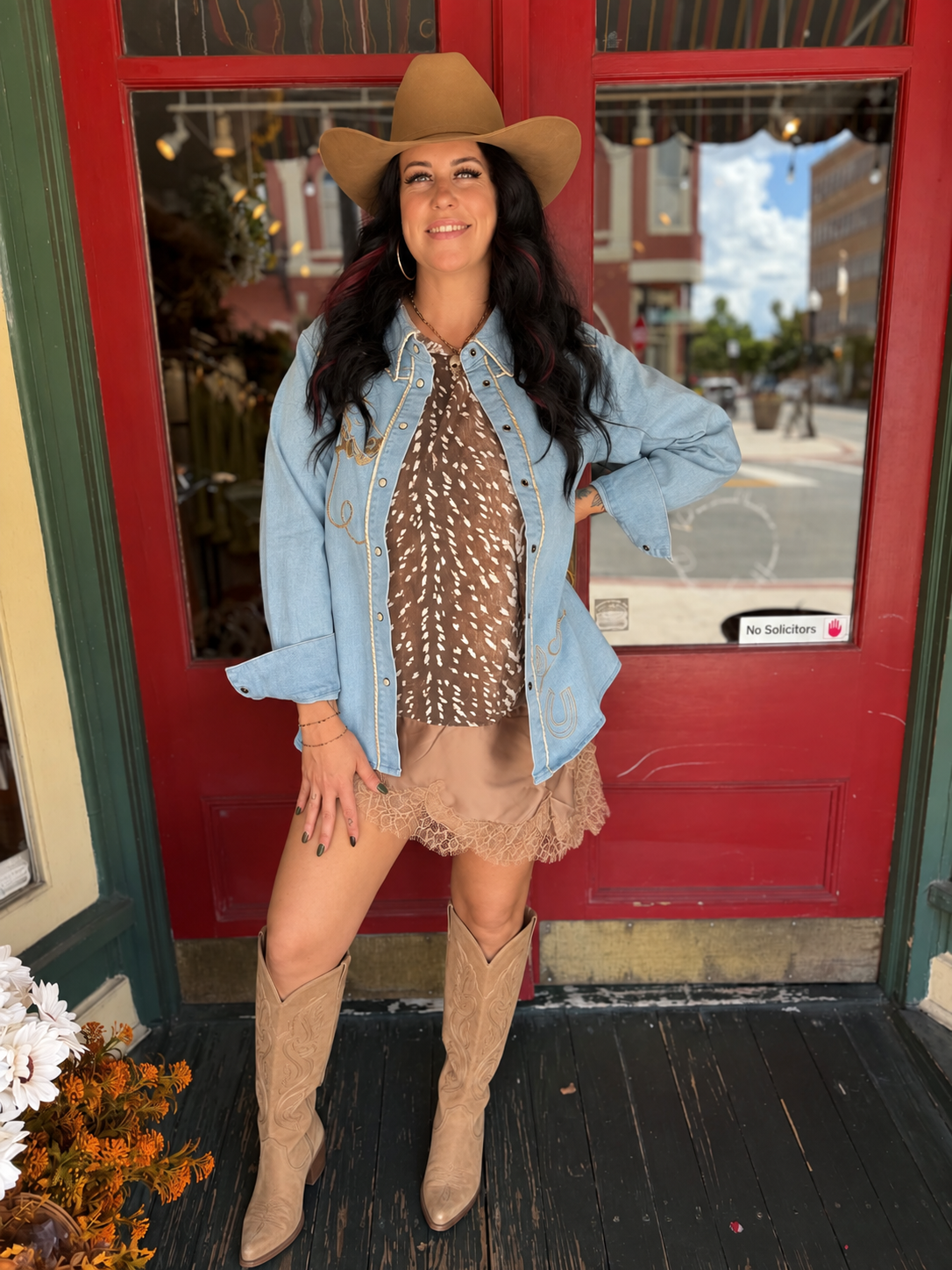 Fawn to Be Wild – Satin Lace Trim Top