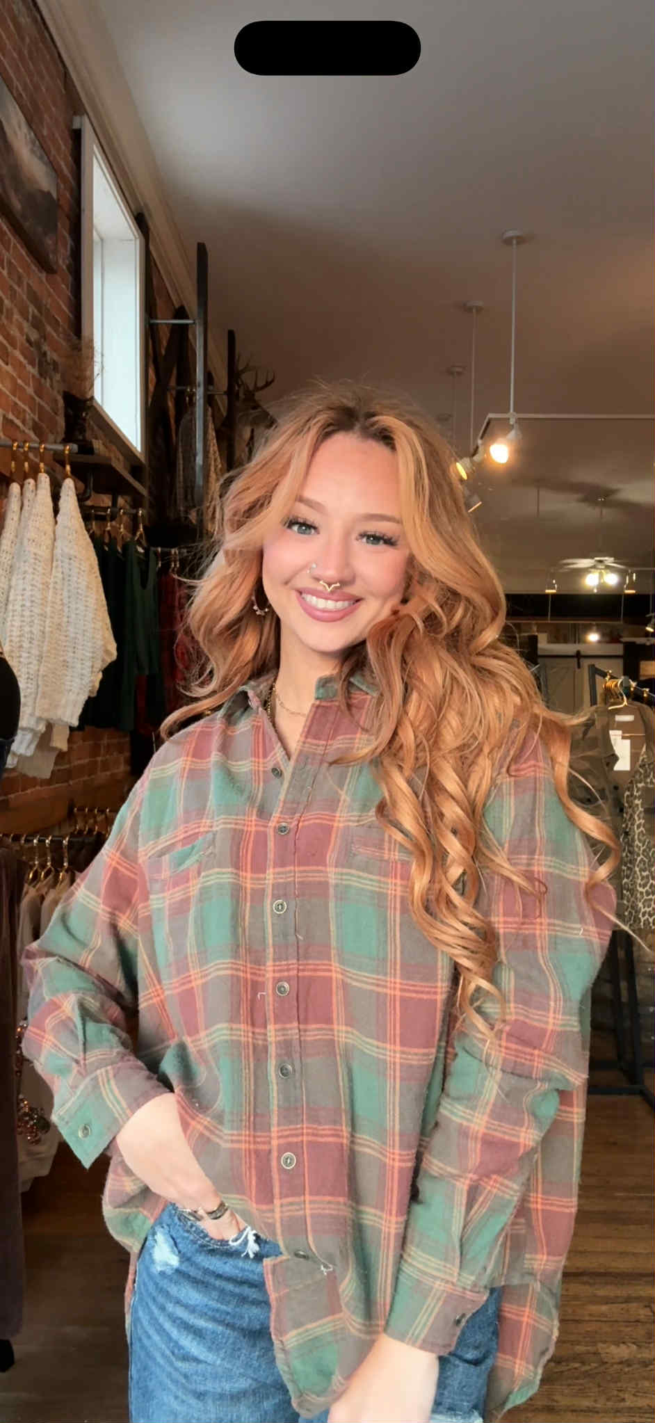 Evergreen Ember - Plaid Flannel Top