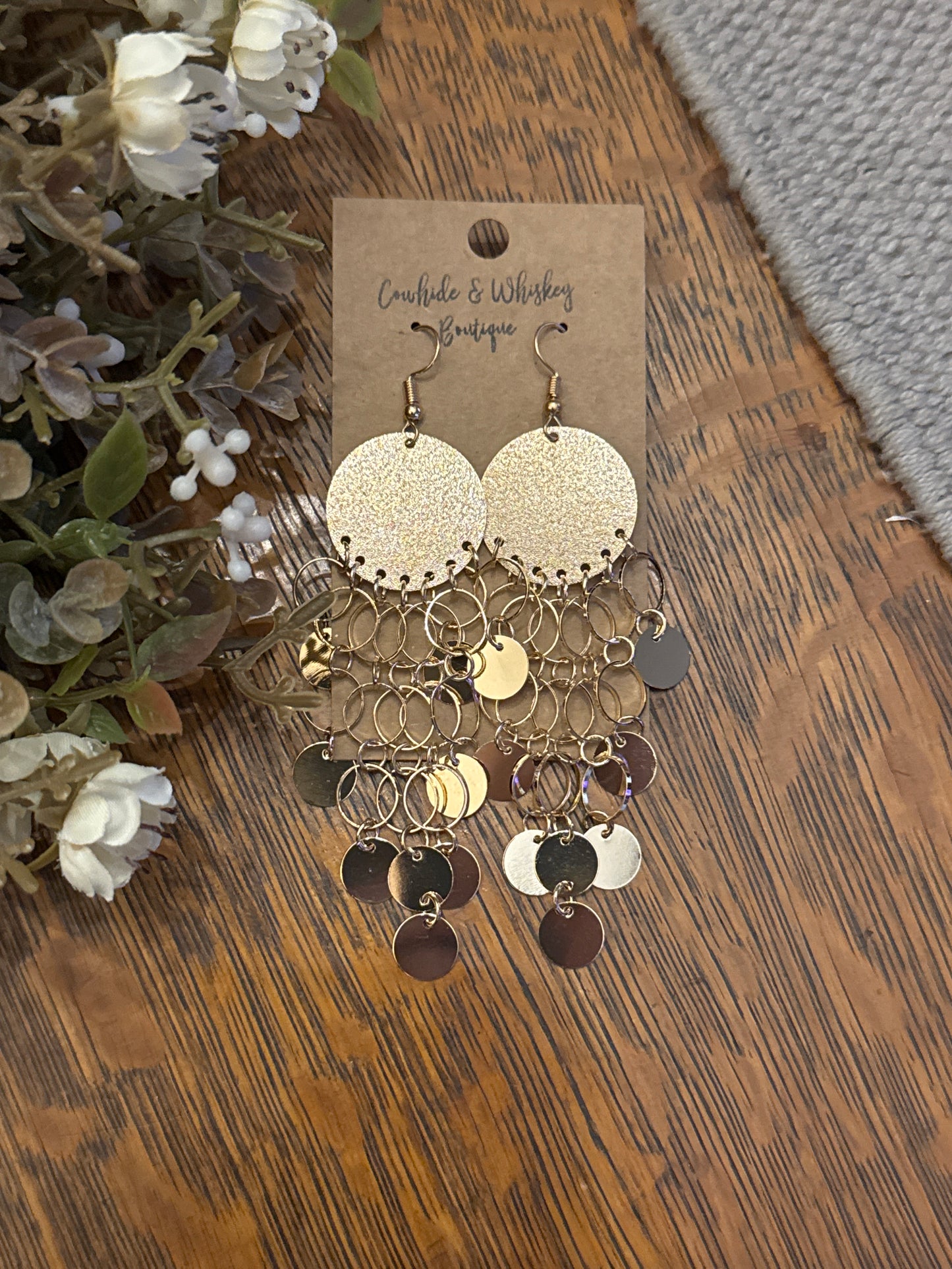 Disk Catcher - Gold Earrings
