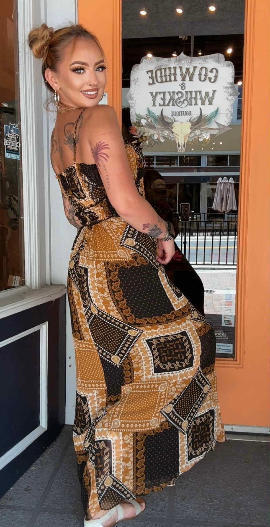 Paisley Patchwork - Camel/Black Dress