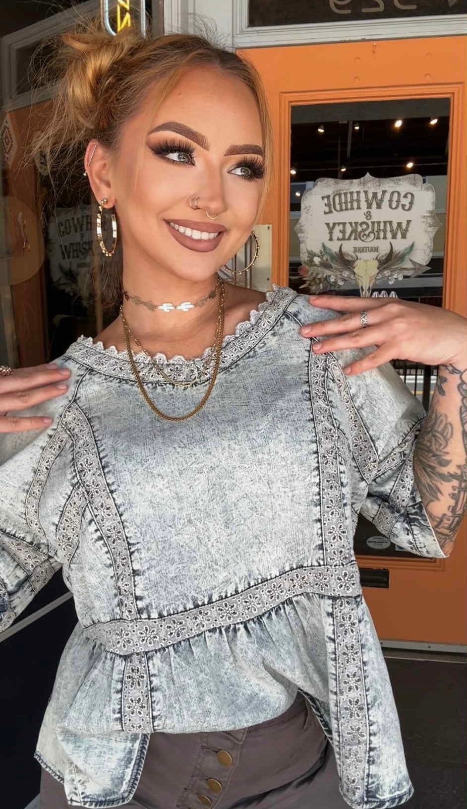 Chambray Charm - Denim Top