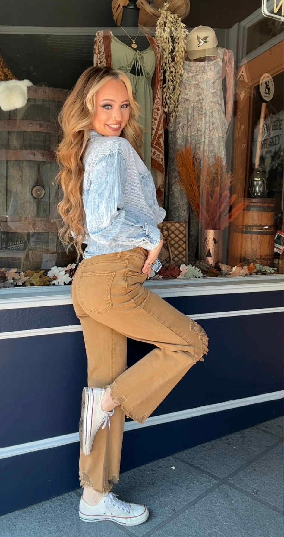 Western Line Up - Denim Button Down Top