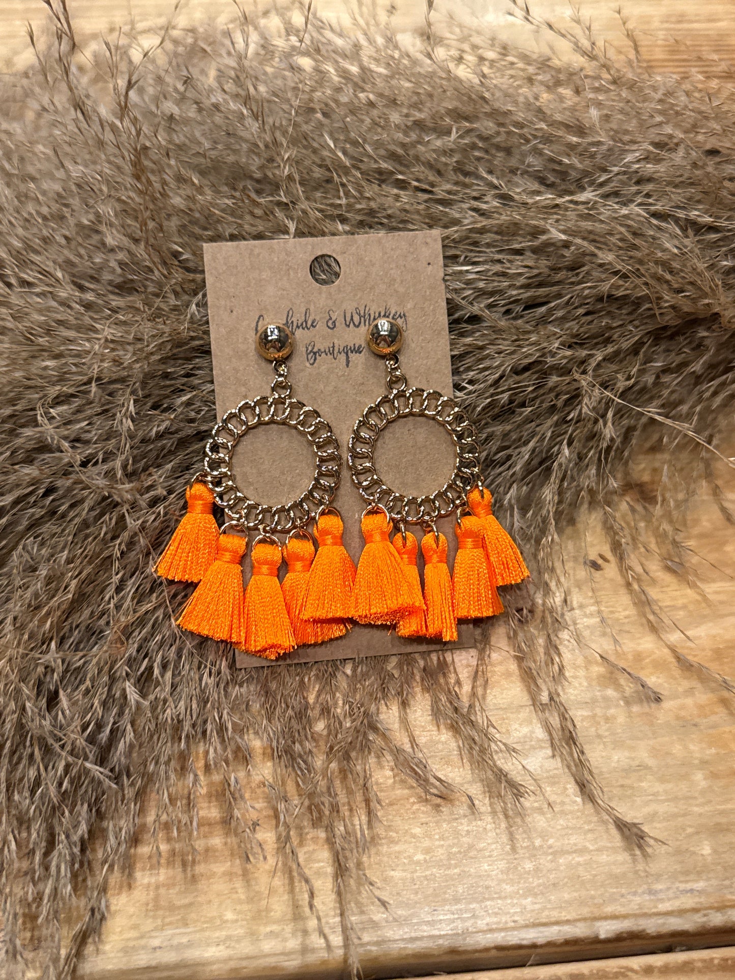 Neon Orange Tassel - Earrings