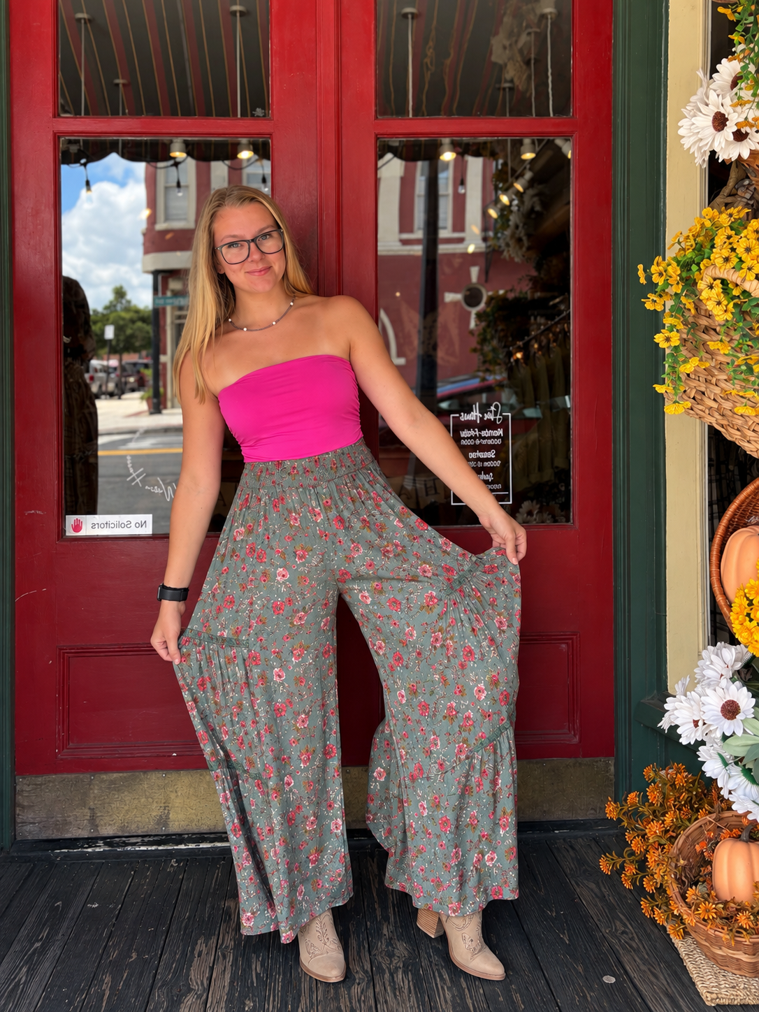 Mystic Meadow – Teal Floral Pants