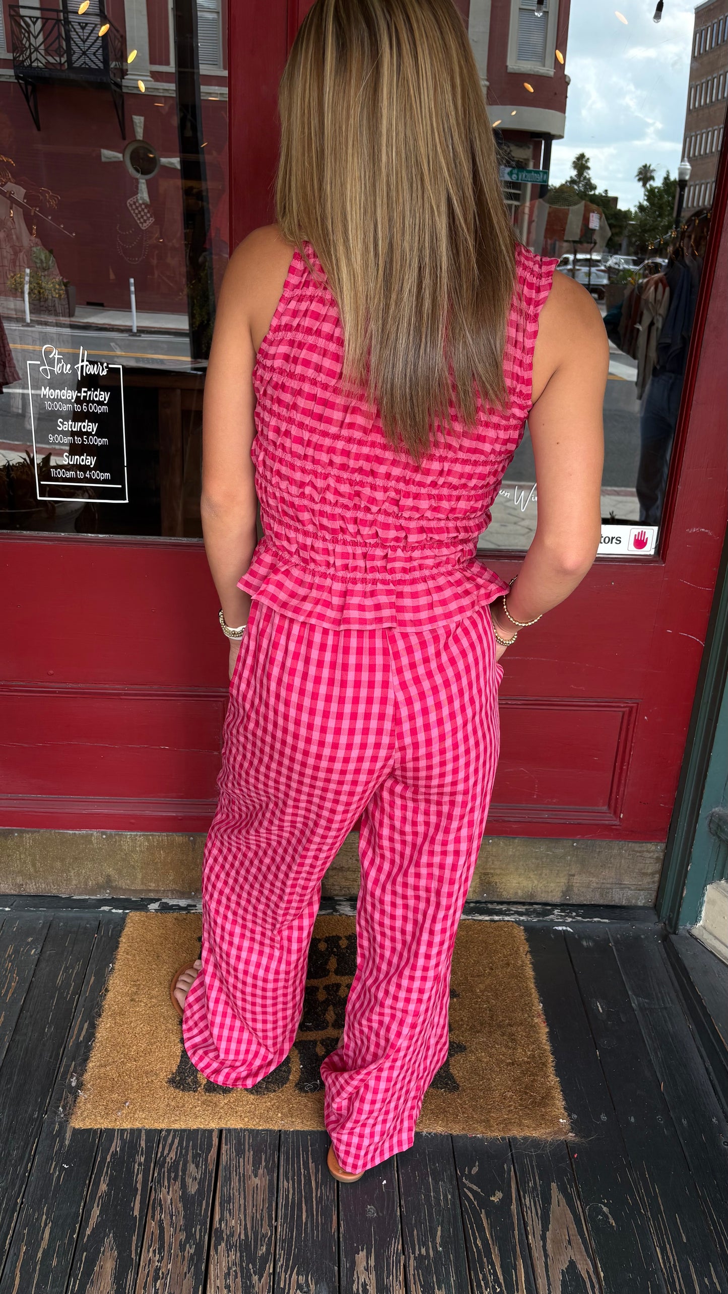 Southern Sweetheart – Gingham Print Drawstring Pants